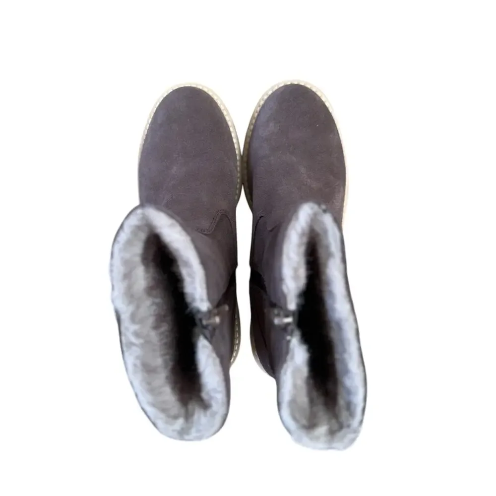 <<Blondo Nikkie/Nappa Waterproof Suede Fur Lined Brown Boots - sz 8M